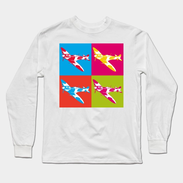 Pop Art Spitfire Long Sleeve T-Shirt by mademorgan